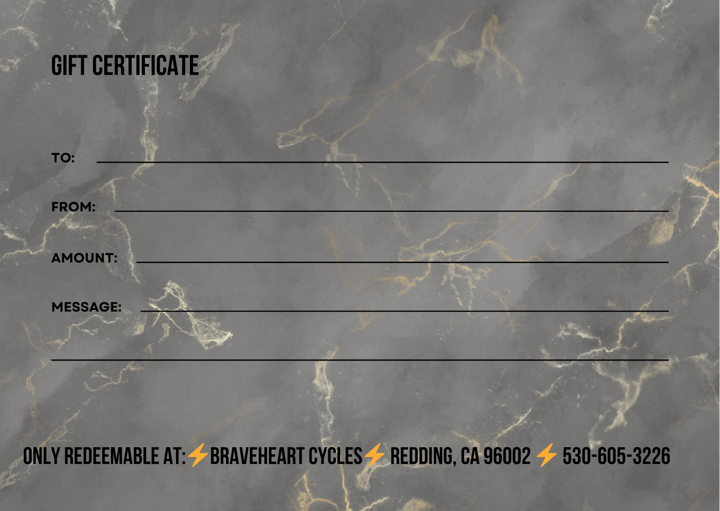 BH GIFT CARD -- IN PERSON OR ONLINE